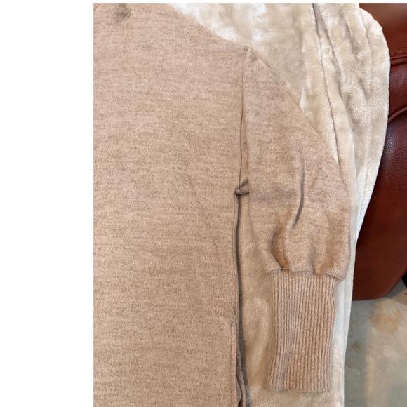 CHERISH Women Oatmeal Turtleneck Sweater Dolman Sleeve Casual Cozy Soft Pockets - Picture 4 of 8